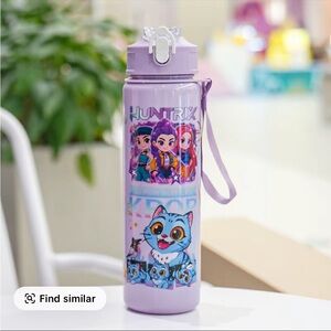 K Pop Demon Hunter Purple Water Bottle with  Characters
